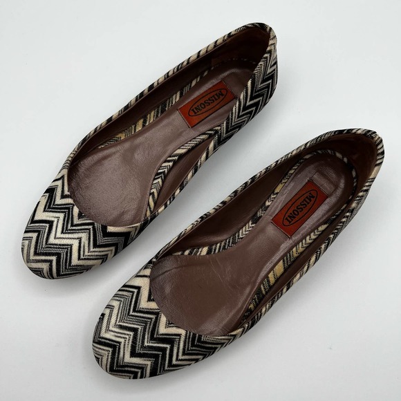 Missoni Chevron Zig Zag Round Toe Fabric Flats Size 7.5 - Picture 3 of 8